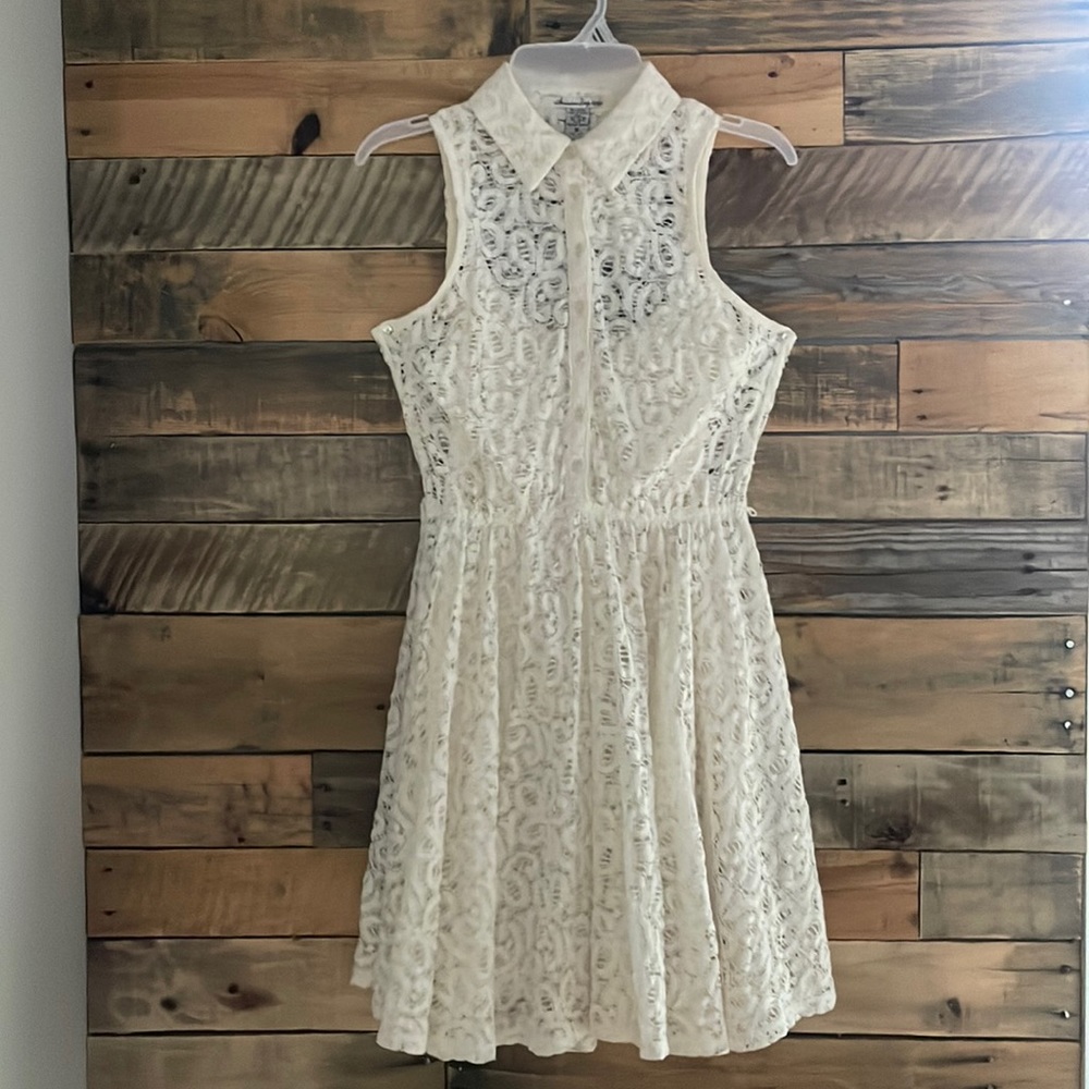 American Rag Lace dress cream all over lace button front sleeveless NWT